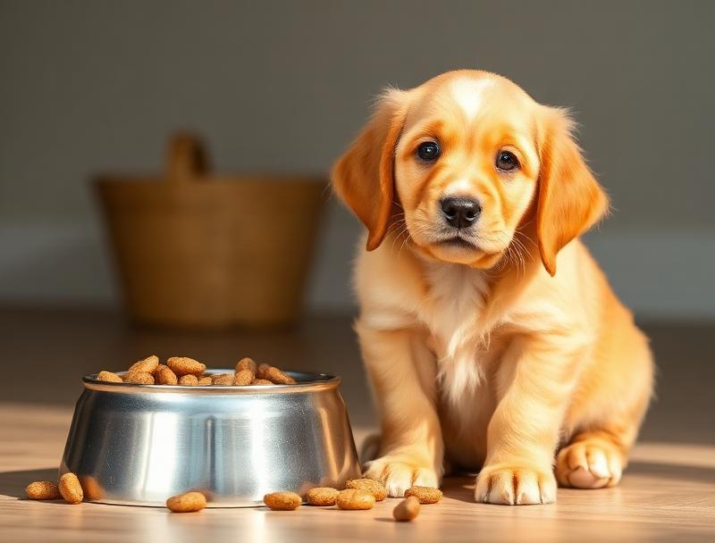 Filhote de cachorro com ração